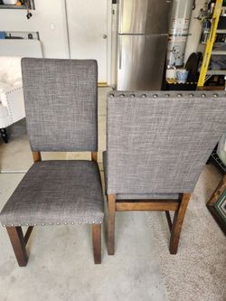 Set of 2 Gray Upholstered Dining Chairs