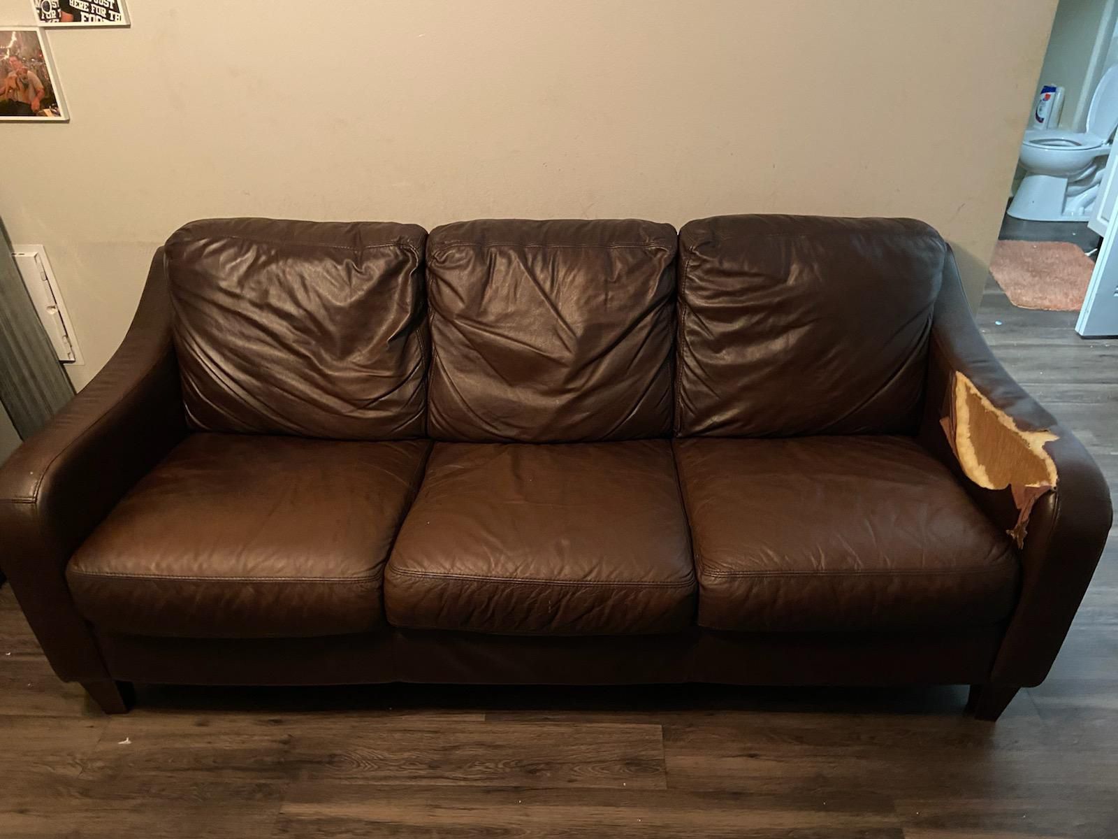 Free Entertainment Center Or Brown Leather Couch