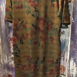 LuLaRoe XL Julia Dress Thicker Knit Tan Brown Watercolor Floral like new smoke free 
