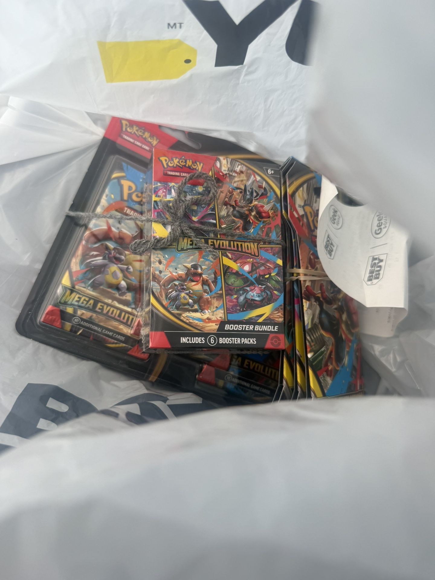 3 Pokemon Tcg Mega Evolution Booster Bundles + 3 Blister Bundles + 2 Sleeves