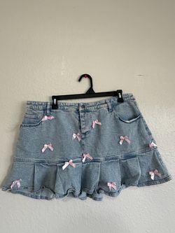 Jean skirt with pink bows size XL
