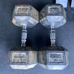 45 lbs GymPak Hex Rubber Dumbbell Weights….  Home Gym Fitness….
