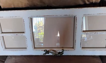 Distressed white wooden rustic frame