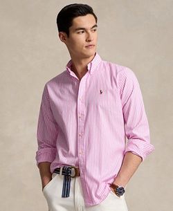 Ralph Lauren Mens Small(15) Pink Striped Long Sleeve Button Down Shirt Classic Fit