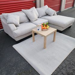 *Free delivery* L sectional couch white reversable chaise beige table new light color rug