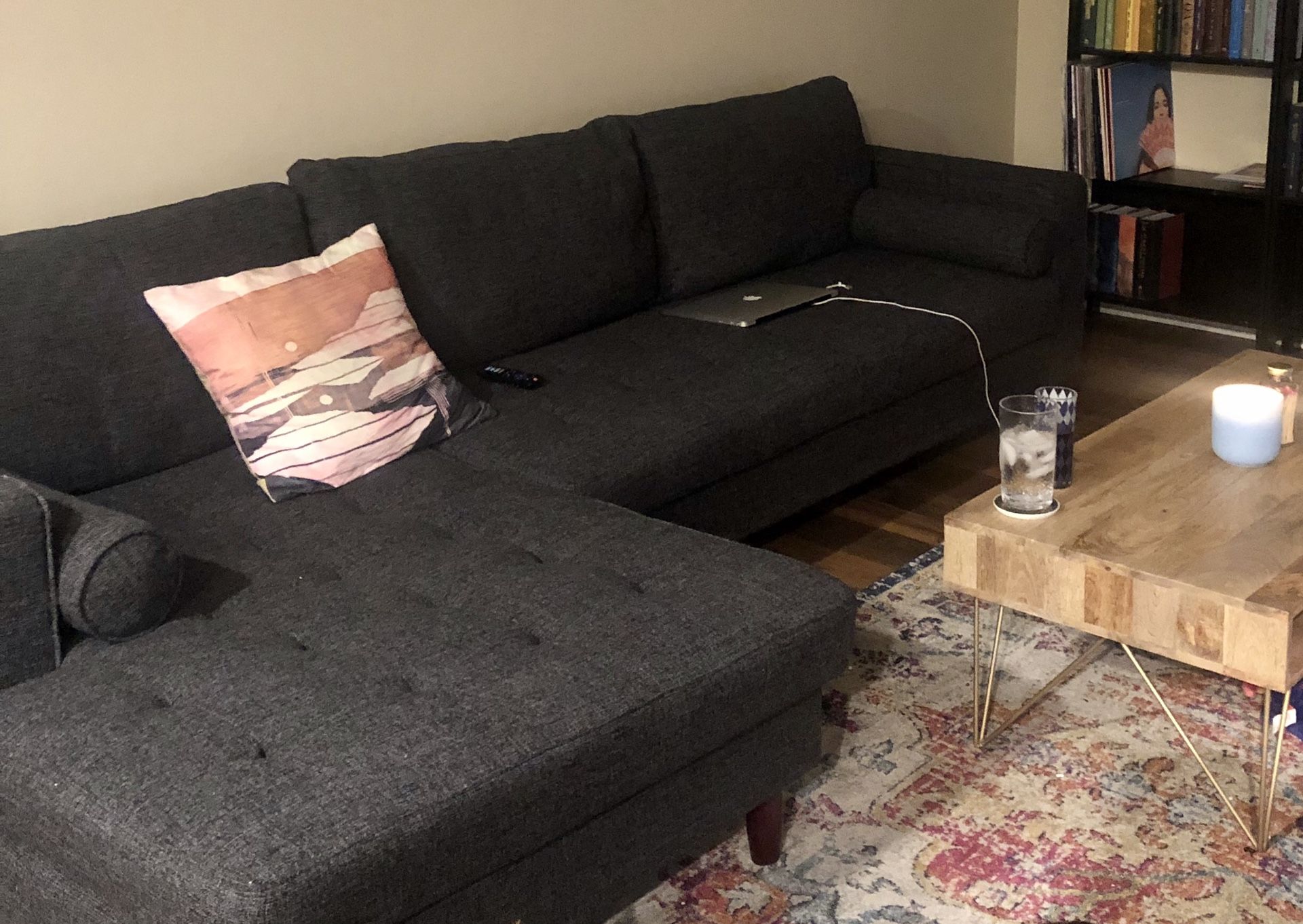 Charcoal Gray Sofa With Chaise