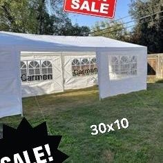 10 ft. x 30 ft. White Wedding Party Canopy Tent Outdoor Gazebo with 8-Removable Sidewalls 