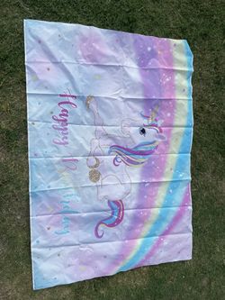 Unicorn Happy Birthday Banner 7x5