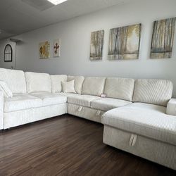 Beige Convertible Sectional Sofa 