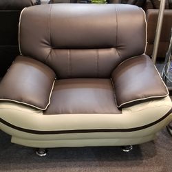 Brand New Brown/Gray Bonded Leather Chair