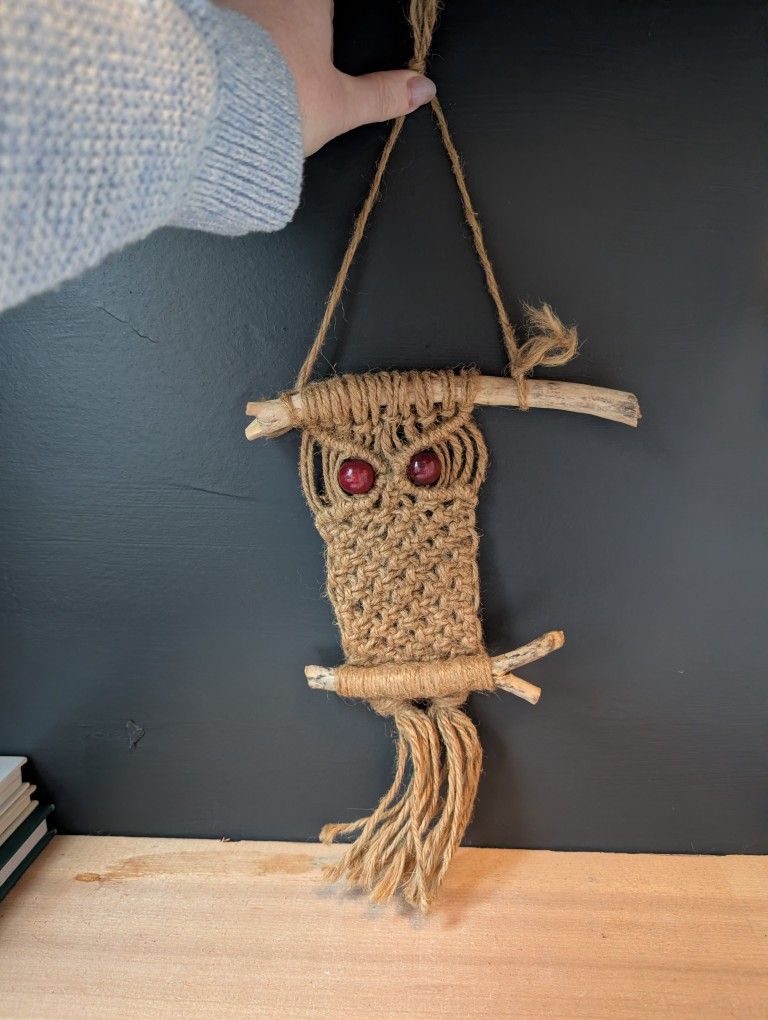 Vintage Mini Macrame Owl