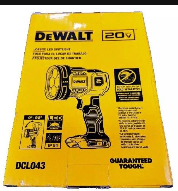 NEW IN BOX! DEWALT 20V MAX LED Work Bright Light 1500 LUMENS Tool Belt Loop Pivoting Head (DCL043) Free Standing Yellow Black Lowe's Walmart + FREE