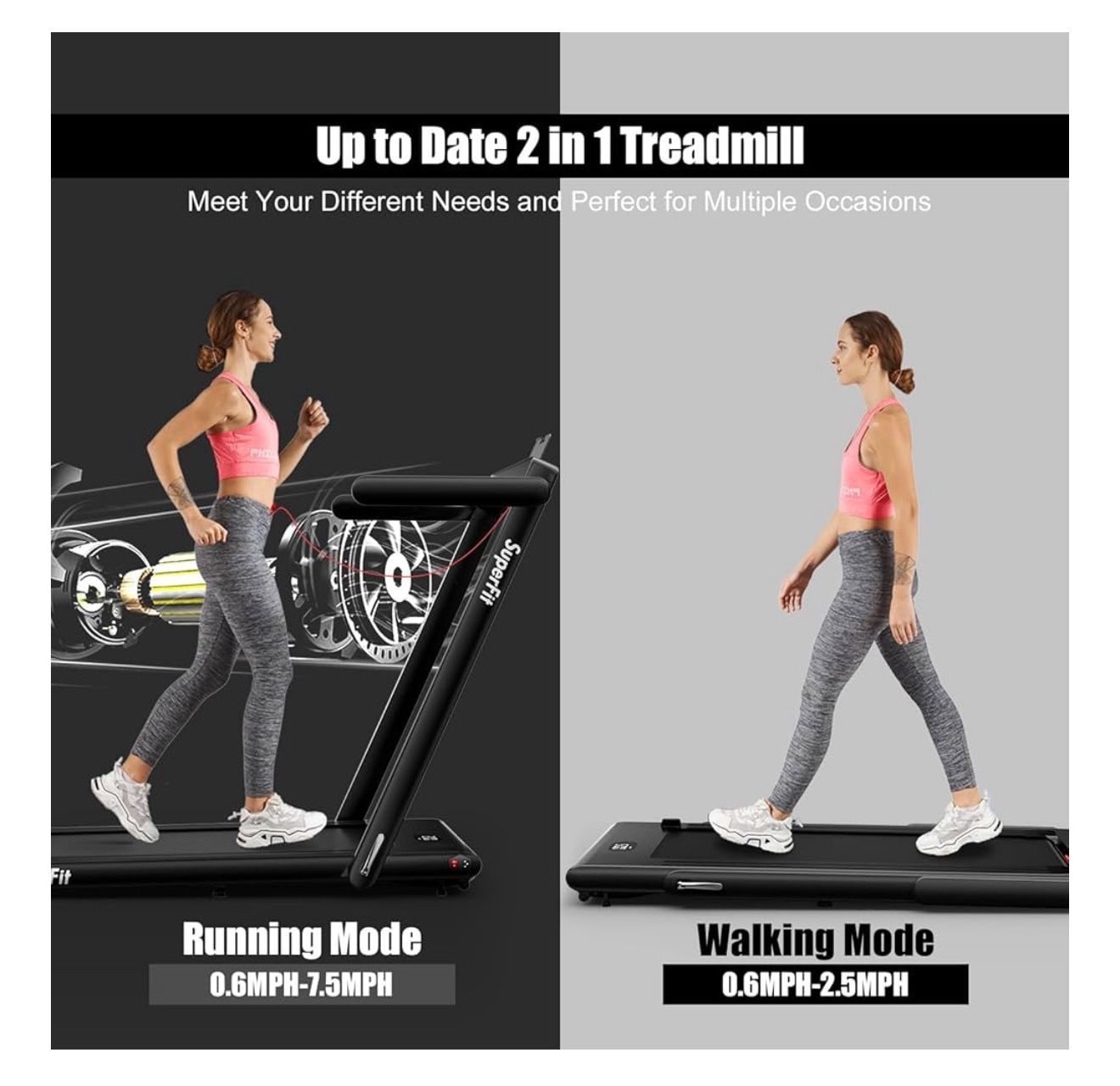 2-in-1 Folding Treadmill – Walking Pad & Running Machine with Remote Control