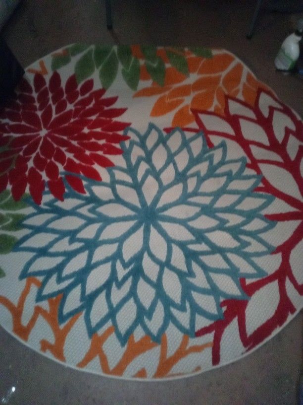 New Round Floral Area Rug