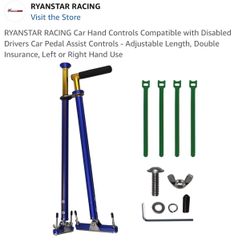 RYANSTAR RACING Car Hand Controls Compatible with Disabled Drivers Car Pedal Assist Controls - Adjustable Length, Double Insurance, Left or Right Hand