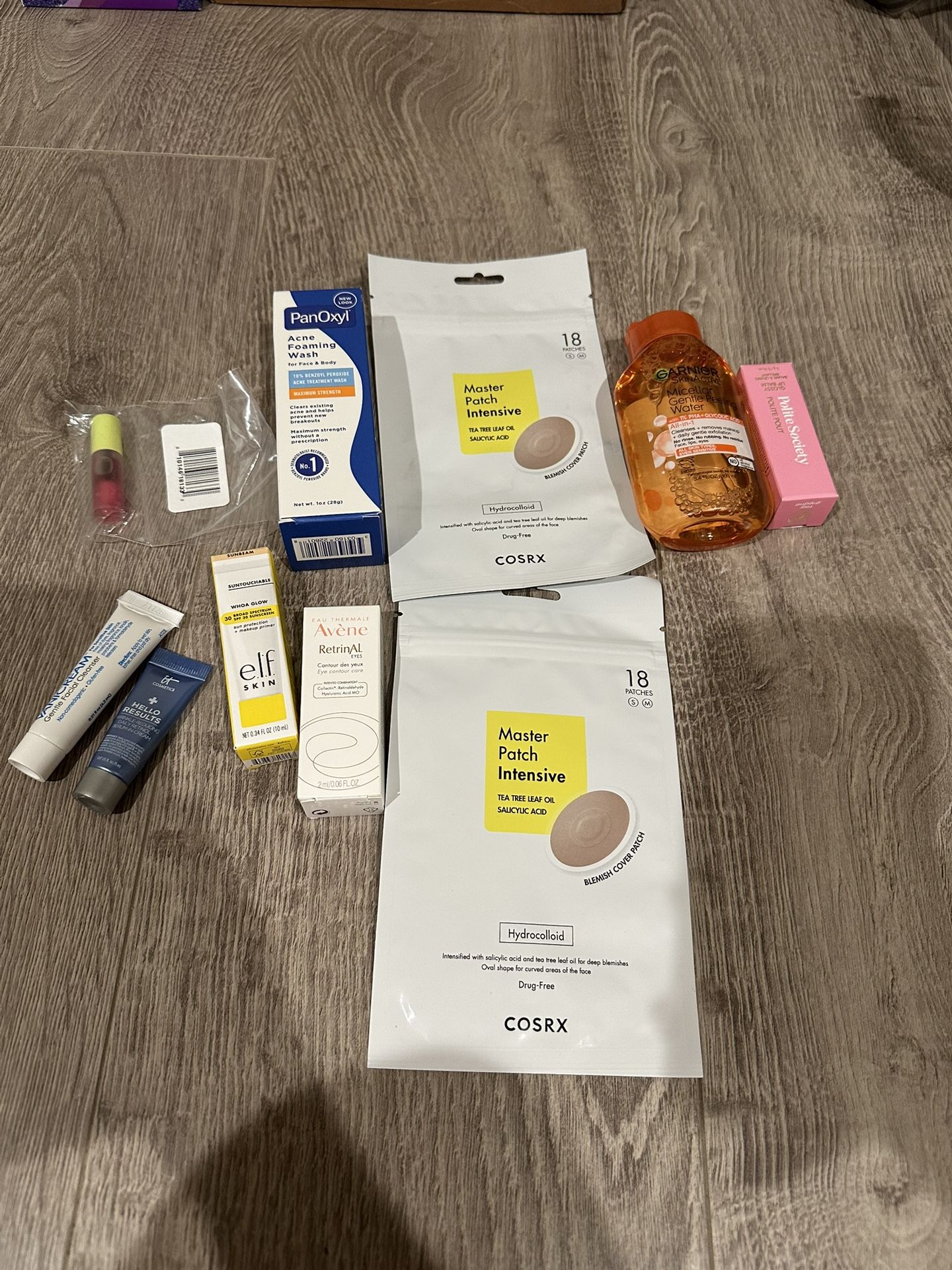 Makeup , skin care bundle Too faced, Cosrx master patch, Polite society, Panoxyl, retrinal etc.