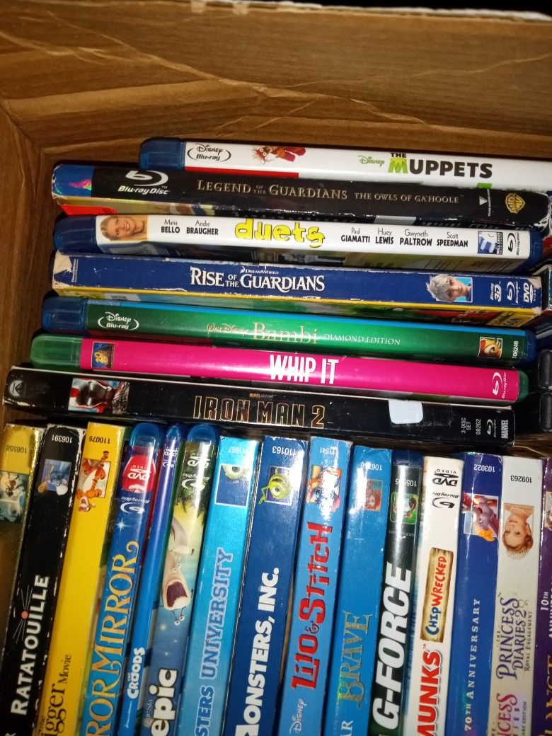Box Of Blu-ray And DVD/Used Kids And Normal. Appx 60 for Sale in
