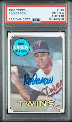 1969 Topps Rod Carew Signed PSA 4 Auto 10!