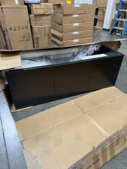 59” Bathroom Vanity In Black Single Sink ,wall Mounted
