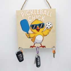 Pickleball Chick Wooden Canvas Art: Funny Sports Wall Art, Cute Pickleball Room Decor
