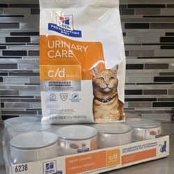 Hill's Prescription Diet c/d Multicare Urinary Care with Chicken Wet Cat Food, 5.5-oz, case of 24 and  Multicare Urinary Care with Ocean Fish Dry Cat 