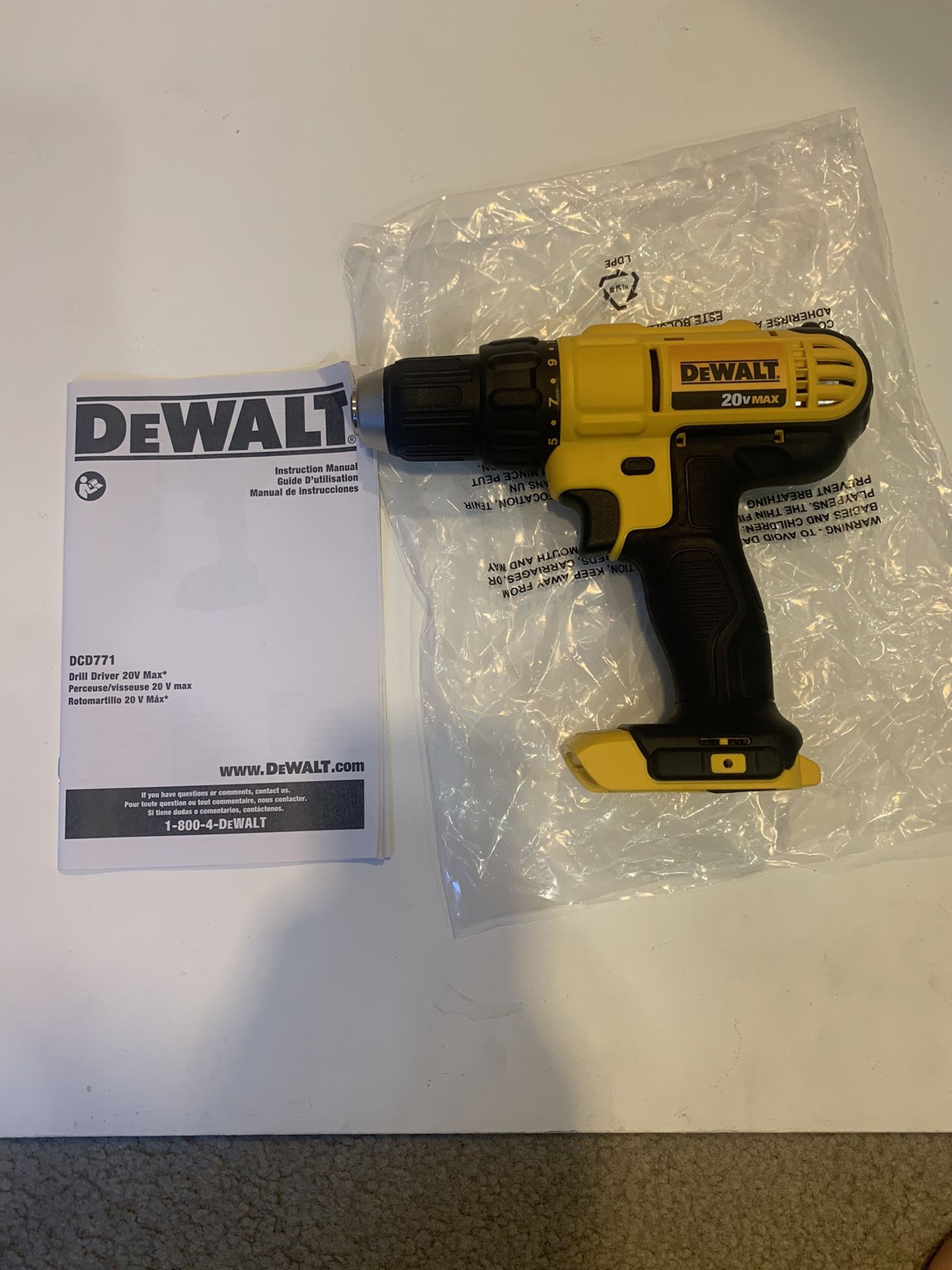 New Dewalt DCD771 Drill Driver 20v Max (Tool Only)