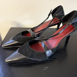 Cole Haan Black Leather & Suede Kitten Heels - Women's Size 8