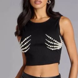 Skeleton pearl shirt halloween