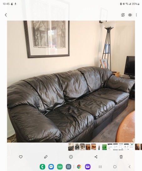 Black Leather Sofa and Chair