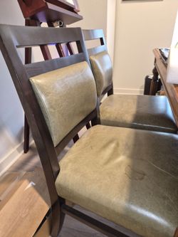 4 Wood and Leather Dining Chairs