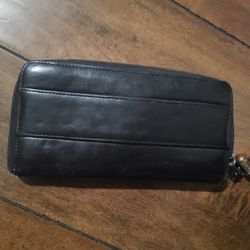 Black Leather Zip Around Wallet *PRICE REDUCED *