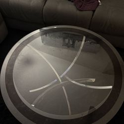 Modern Round Glass Coffee Table with Metal Frame – Sleek Contemporary Design