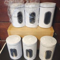 6 Pk  Food Storage Canisters W Lids