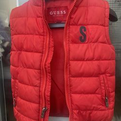 Guess Red Puffer Vest Sz 3