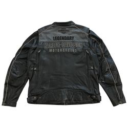 Harley Davidson Leather Jacket XL Mens Black Votary Reflective Riding Motorcycle