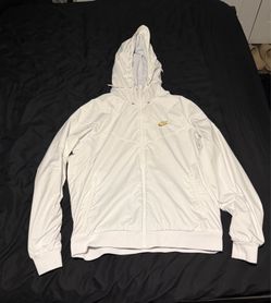 Nike White Hooded Windbreaker Jacket – Size Medium | Clean Minimalist Streetwear 🤍