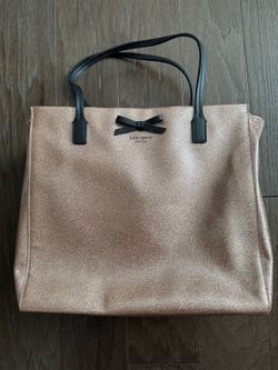 Kate Spade Mavis Street Rose Gold Glitter Large Tote Shoulder Bag