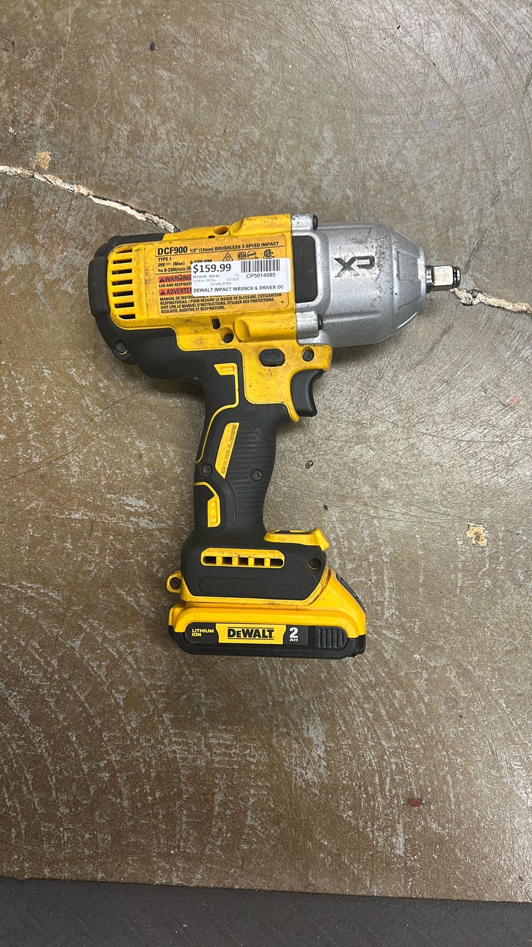 Dewalt, Dc F900 half inch brushless three speed impact with 128H battery