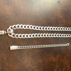 925.stamped Heavy Chain And Cross  Cubic Link Bracelet 