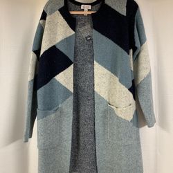 Medium Blue Designer Long Cardigan 