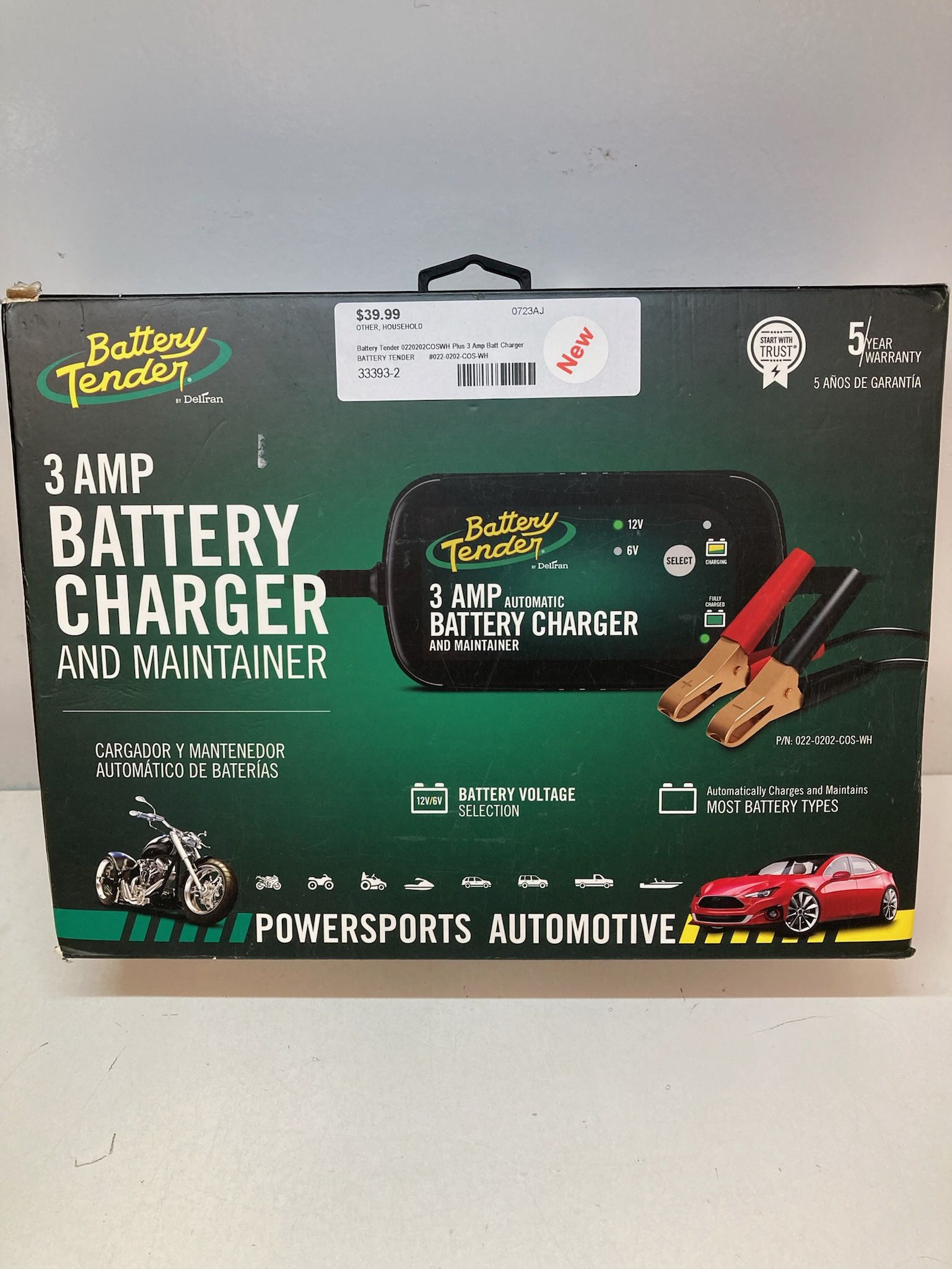 Battery Tender 0220202COSWH Plus 3 Amp Battery Charger