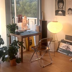 Orange Acrylic And Chrome Fold Up Chair Set Of Two