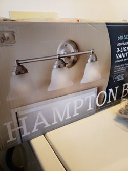 Hampton Bay Ashhurst 3-Light Brushed Nickel Vanity Light with Frosted Glass Shades