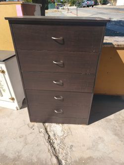 Dark Brown 5-Drawer Tall Dresser