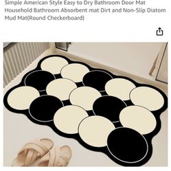 Simple American Style Easy to Dry Bathroom Door Mat Household Bathroom Absorbent mat Dirt and Non-Slip Diatom Mud Mat(Round Checkerboard)