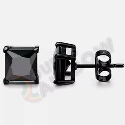 8mm Black stud ear rings (Brand new still in package)