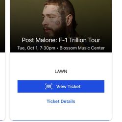 2 Lawn Tickets Post Malone 