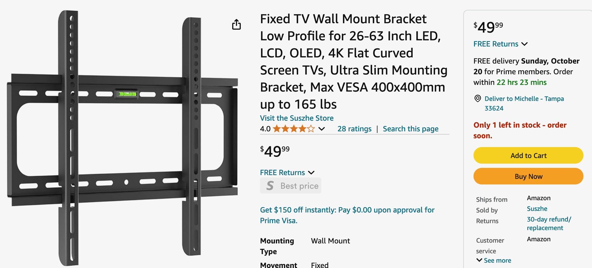 NEW IN BOX TV MOUNT 