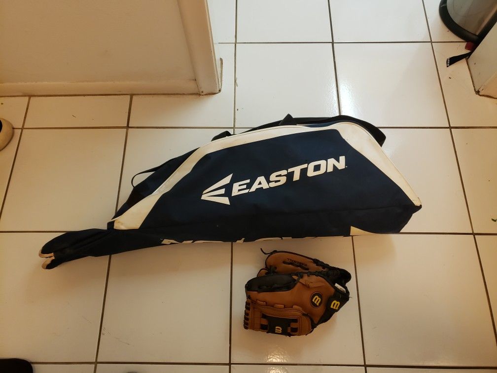 Easton baseball bat bag and LL Glove