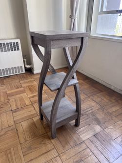 Gray Wood Tall Accent Table / Plant Stand
